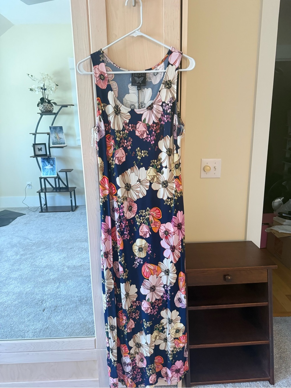 Johnny Was Navy Floral Sleeveless Maxi Dress